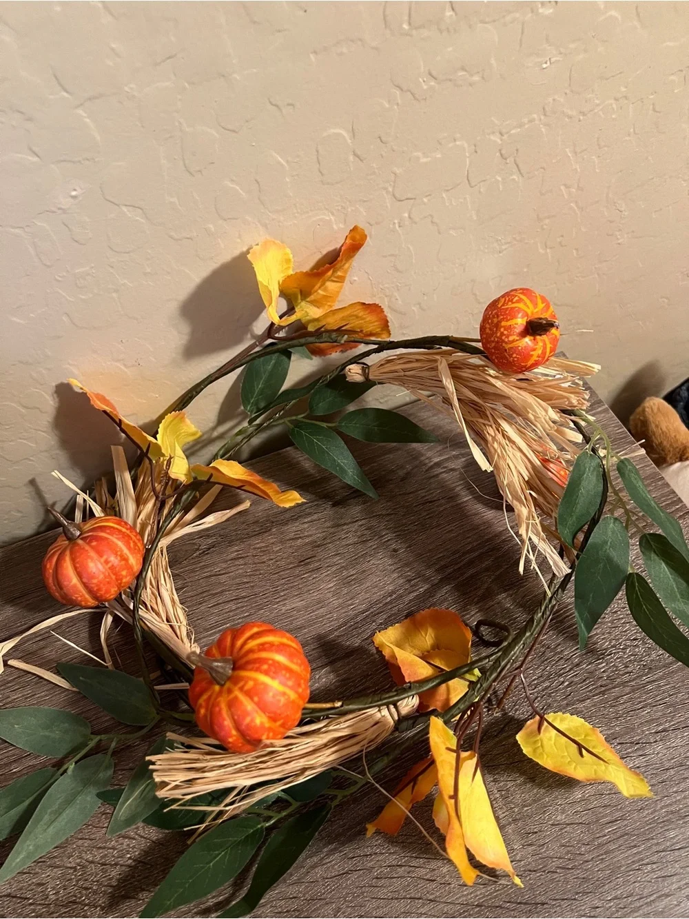 Target Bullseye Fall Garland 6’ Leaves Pumpkins Straw Thanksgiving NWOT